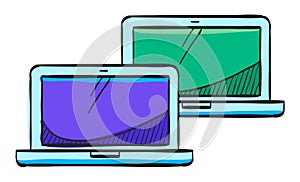 Laptops icon in color drawing