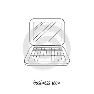 Laptops icon in doodle style. Computer, notebook isolated vector illustration designHand drown business icon. Business photo
