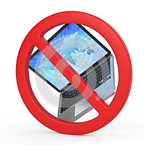 With laptops is prohibited, forbidden sign concept