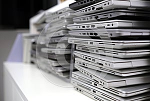 Laptops in the storage room of a company
