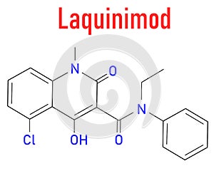 Laquinimod multiple sclerosis drug molecule. Skeletal formula. photo