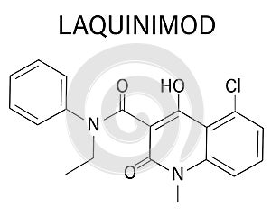 Laquinimod multiple sclerosis drug molecule. Skeletal formula. photo