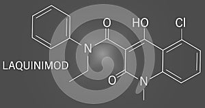 Laquinimod multiple sclerosis drug molecule. Skeletal formula. photo