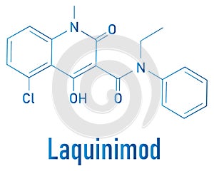 Laquinimod multiple sclerosis drug molecule. Skeletal formula. photo