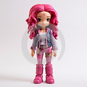 Lara: A Pink Haired Vinyl Toy Doll With Action-packed Cartoon Style
