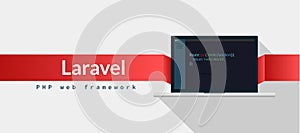 Laravel PHP Framework programming language with script code on laptop screen, programming language code illustration
