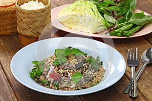 Larb moo, pork type of Lao minced meat salad