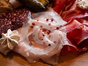 Lardo Pork Fat, Speck and Salami Mixed Cold Cuts in Italy photo