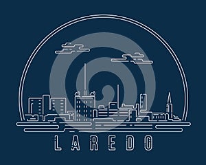 Laredo - Cityscape with white abstract line corner curve modern style on dark blue background, building skyline city vector photo