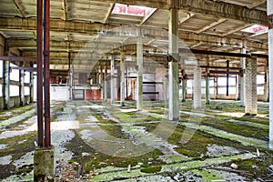 Large abandoned industrial building, unfinished factory