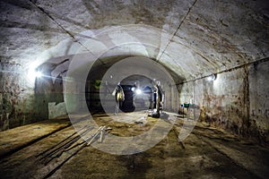 Large abandoned underground empty warehouse