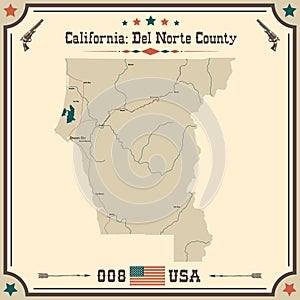 Large and accurate map of Del Norte County, California, USA photo