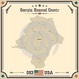 Large and accurate map of Emanuel County, Georgia, USA photo