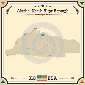 Vintage map of North Slope Borough in Alaska, USA. photo