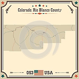 Vintage map of Rio Blanco County in Colorado, USA. photo