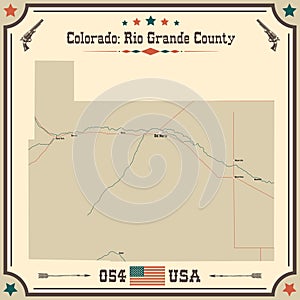 Vintage map of Rio Grande County in Colorado, USA. photo