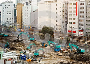 Large and active building construction site.