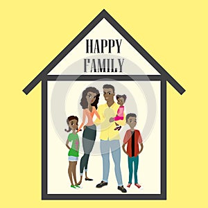 Large African-American family at home