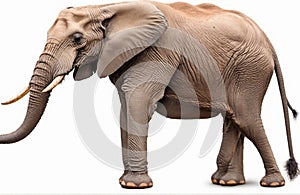 Large African Elephant, Cut out isolated on white transparent background