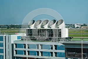 Large air intakes building ventilation conditioning system of a large industrial building photo