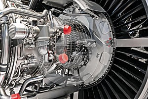 Large aircraft engine close-up