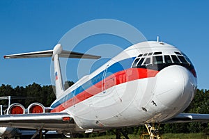 Large aircraft parked at the airport