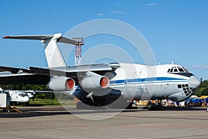 Large aircraft parked at the airport