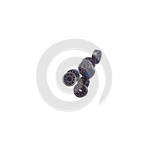 Large Amount of Ball Bearings Falling in Bulk Isolated Over White Background