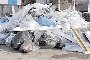 A large amount of rubbish piled up