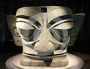 Large Ancient Bronze Mask Statue China