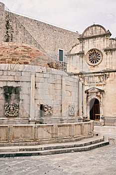 Large ancient fountain of Onofrio near the Church of the Holy Savior. Dubrovnik, Croatia