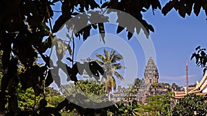 Large ancient standing stones castle at Siem Reap, Cambodia famous history travel place