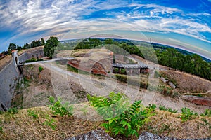 Large angle view of Petrovaradin fortress in Novi Sad, Serbia