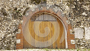 Large arched underground cellar door