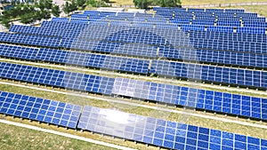 Large arrays of solar panels on a power plant