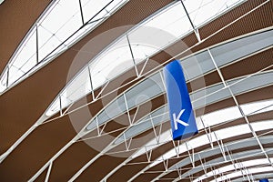 Large artistic roof architecture of Shanghai Pudong Airport