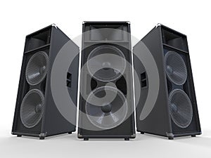 Large Audio Speakers on White Background