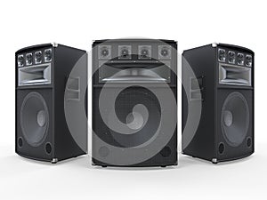 Large Audio Speakers on White Background