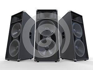 Large Audio Speakers on White Background photo
