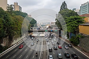 Large Avenue crossing Liberdade Avenue in Liberdade japanese neighborhood - Sao Paulo, Brazil photo