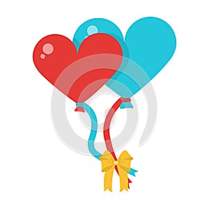 Large balloons of the bride and groom for a wedding in the form of hearts.Wedding single icon in cartoon style