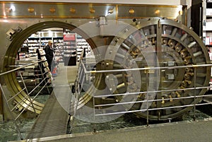 Large Bank Vault Door Opened in Bookstore