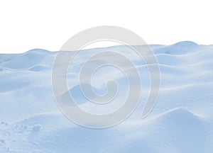 A large beautiful snowdrift isolated on white background