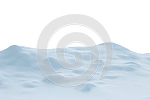 A large beautiful snowdrift on white background.Winter snow background. A big snow drift