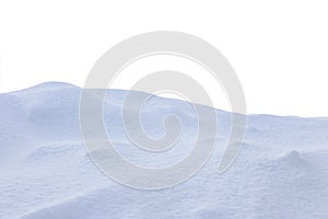 A large beautiful snowdrift isolated on white background.Winter snow  background. A big snow drift