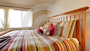 Large bed with beautiful bedding