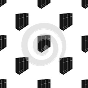 A large bedroom wardrobe with mirrow and lots of drawers and cells.Bedroom furniture single icon in black style vector