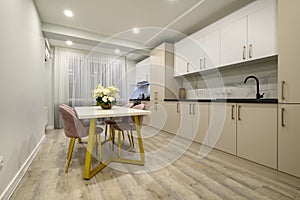 Large beige and cream luxury kitchen interior