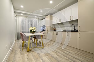 Large beige and cream luxury kitchen interior