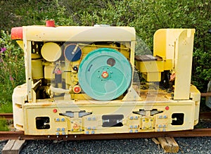 A large belt-driven compressor used during the goldrush at yellowknife